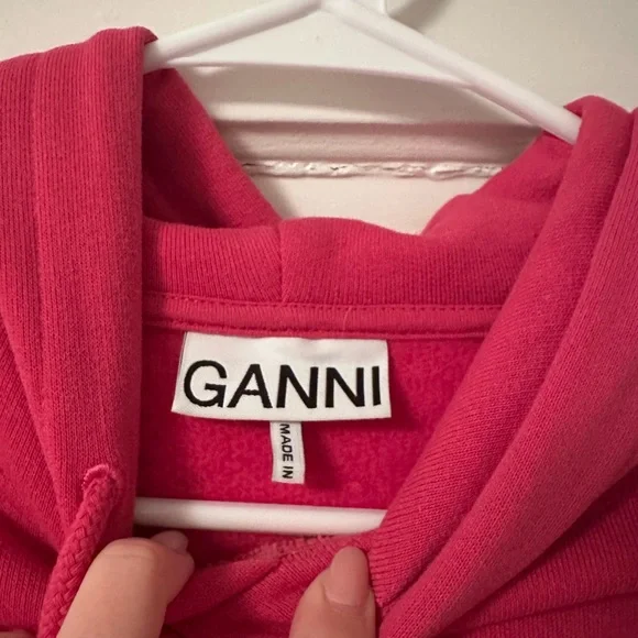 Ganni Hot Pink Hoodie Sweatshirt Oversized size XS - Picture 3 of 4